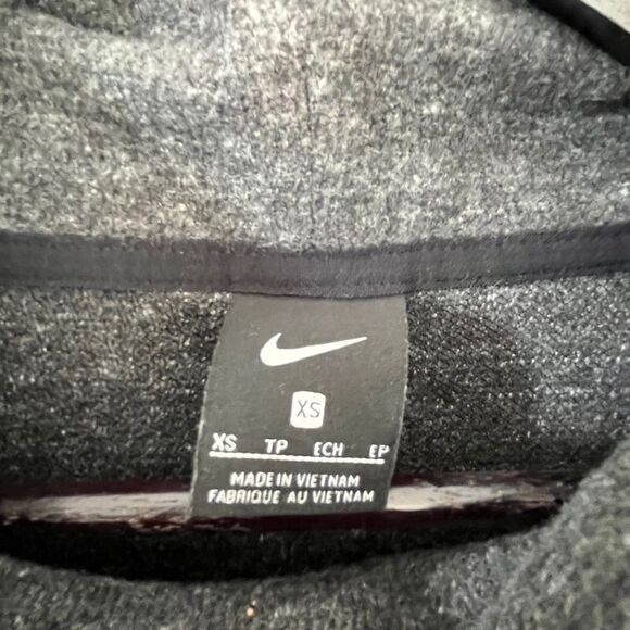 Nike Dark Grey Marled Cowl Turtleneck Pockets Spilt Hem Cotton Blend Sweater - Picture 8 of 10